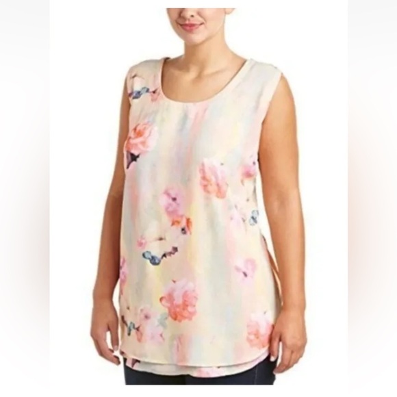 Melissa McCarthy Floral Tunice Sleeveless Blouse Size 1x - Picture 1 of 12